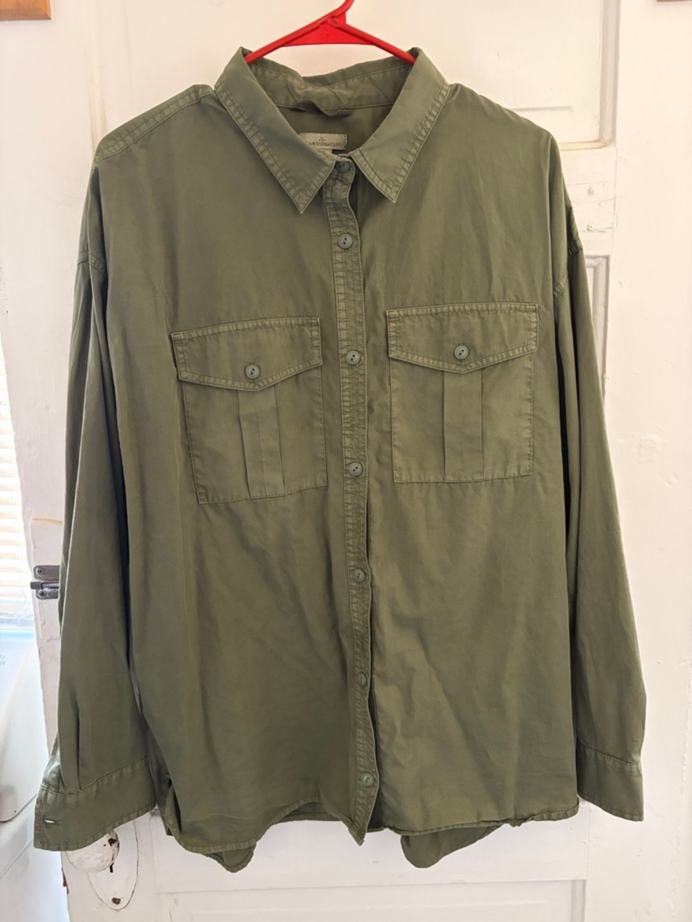 L.L. Bean Olive Green Button-Down Utility Shirt